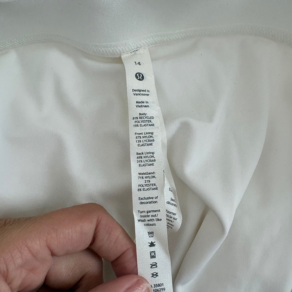 Lululemon White Pleated Tennis Skirt Built In Shorts Athletic Skort Size 14 - Picture 5 of 5